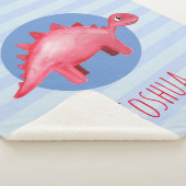 少年たちにかわいい水彩恐竜の子どもたちが青 シェルパブランケット (3/4)