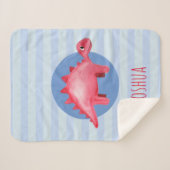 少年たちにかわいい水彩恐竜の子どもたちが青 シェルパブランケット (正面(横))