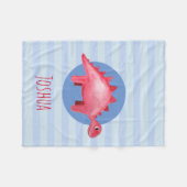 少年たちにかわいい水彩恐竜の青い子供たち フリースブランケット (正面(横))