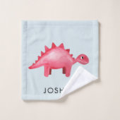 少年たちにかわいい水彩恐竜アルファベット&ネームキッズ バスタオルセット (ウォッシュタオル)