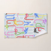 少年たちにかわいい水彩恐竜アルファベット&ネームキッズ バスタオルセット (ハンドタオル)