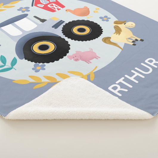 少年たちにとってかわいい農家動物とブルートラクターの子どもたち シェルパブランケット (3/4)