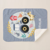 少年たちにとってかわいい農家動物とブルートラクターの子どもたち シェルパブランケット (正面(横))