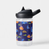 少年たちのかわいい青オレンジの星型恐竜 ウォーターボトル (左面)