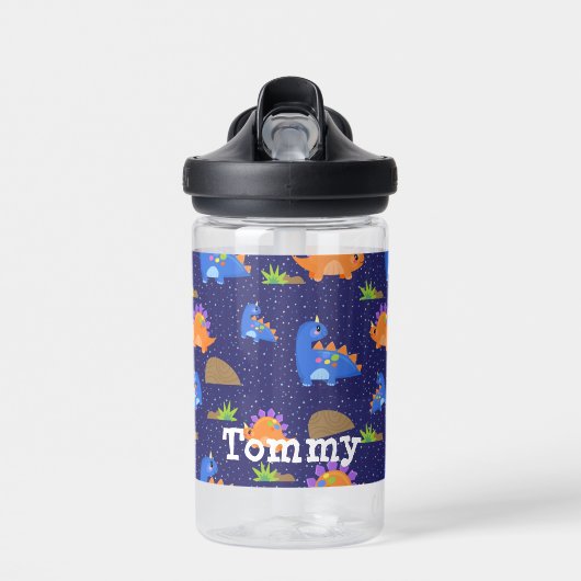 少年たちのかわいい青オレンジの星型恐竜 ウォーターボトル (正面)