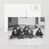 少年たちのそり遊び、1936年 ポストカード (正面/裏面)