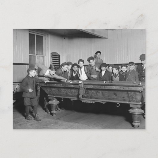 少年たちのビリヤード、1909年 ポストカード (正面)