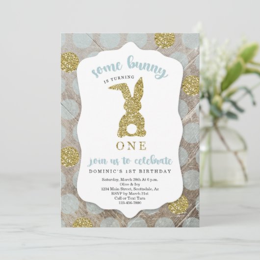 少年たちの何人かのバニーがイースター1歳の誕生日を迎える 招待状 (スタンド正面)