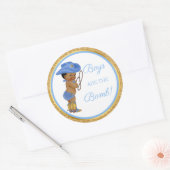 少年たちは爆弾だ！カウボーイバスギフト等ブルー金ゴールド ラウンドシール (封筒)