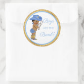 少年たちは爆弾だ！カウボーイバスギフト等ブルー金ゴールド ラウンドシール (バッグ)