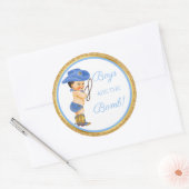 少年たちは爆弾だ!カウボーイバスギフト等ブルー金ゴールド ラウンドシール (封筒)