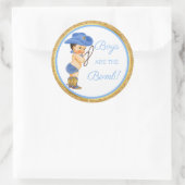 少年たちは爆弾だ!カウボーイバスギフト等ブルー金ゴールド ラウンドシール (バッグ)