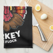 少年たちは群れの中クールで七面鳥に感謝する キッチンタオル (四つ折り)