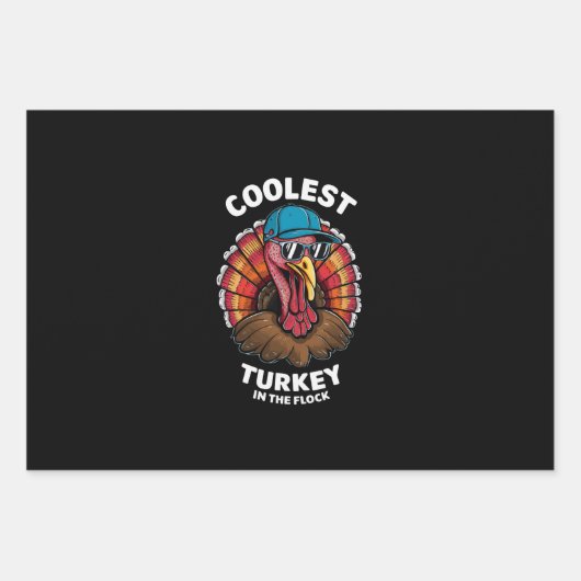 少年たちは群れの中クールで七面鳥に感謝する ラッピングペーパーシート (正面)