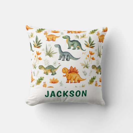 少年たちパーソナライズされたかわいい恐竜のパターン クッション (正面)