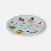 少年たちモダンかわいいモンスタカラフルーベビーシャワー ペーパープレート (アングル)