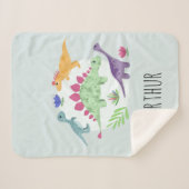 少年たちモダンかわいい青Tレックス恐竜の子供 シェルパブランケット (正面(横))