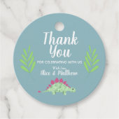 少年たち可愛い青い恐竜の赤ちゃんシャワー フェイバータグ (正面)