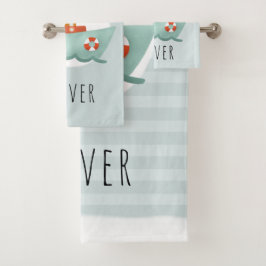 少年たち可愛モダンくて青いボートキッズ バスタオルセット