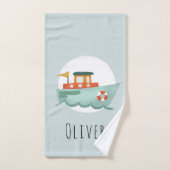 少年たち可愛モダンくて青いボートキッズ バスタオルセット (ハンドタオル)
