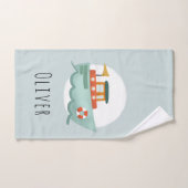 少年たち可愛モダンくて青いボートキッズ バスタオルセット (ハンドタオル)