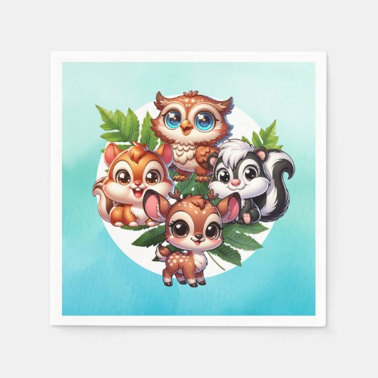 少年だ |ウッドランドの生き物の赤ちゃんシャワー スタンダードカクテルナプキン (正面)