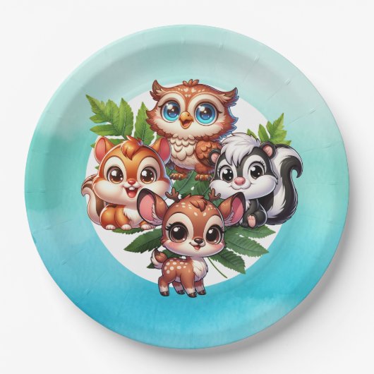 少年だ |ウッドランドの生き物の赤ちゃんシャワー ペーパープレート (正面)