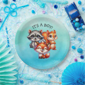 少年だ |ウッドランドの生き物の赤ちゃんシャワー ペーパープレート (パーティー)