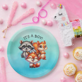 少年だ |ウッドランドの生き物の赤ちゃんシャワー ペーパープレート (パーティー)