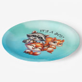 少年だ |ウッドランドの生き物の赤ちゃんシャワー ペーパープレート (アングル)