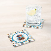 少年だ | カウボーイテディベアボーイズベビーシャワー スクエアペーパーコースター (インサイチュ)