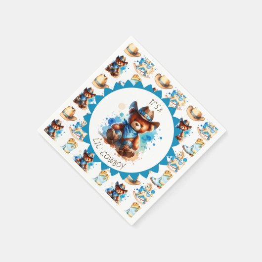 少年だ | カウボーイテディベアボーイズベビーシャワー スタンダードカクテルナプキン (角)