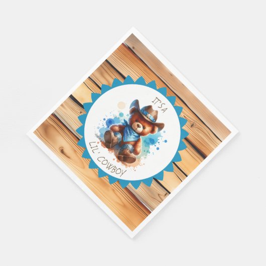 少年だ | カウボーイテディベアボーイズベビーシャワー スタンダードランチョンナプキン (角)