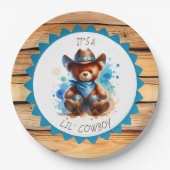 少年だ | カウボーイテディベアボーイズベビーシャワー ペーパープレート (正面)