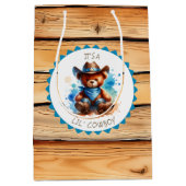 少年だ | カウボーイテディベアボーイズベビーシャワー ミディアムペーパーバッグ (正面)