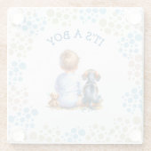 少年だ | ベビーとダックシュント子犬の赤ちゃんシャワー ガラスコースター (裏面)