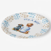 少年だ | ベビーとダックシュント子犬の赤ちゃんシャワー ペーパープレート (アングル)