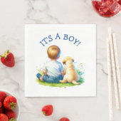 少年だ |ベビーと彼の犬の赤ちゃんシャワー スタンダードランチョンナプキン (インサイチュ)