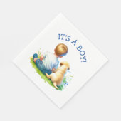 少年だ |ベビーと彼の犬の赤ちゃんシャワー スタンダードランチョンナプキン (角)