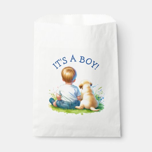 少年だ |ベビーと彼の犬の赤ちゃんシャワー フェイバーバッグ (正面)