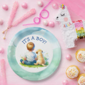 少年だ |ベビーと彼の犬の赤ちゃんシャワー ペーパープレート (パーティー)