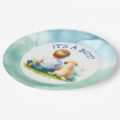 少年だ |ベビーと彼の犬の赤ちゃんシャワー ペーパープレート (アングル)