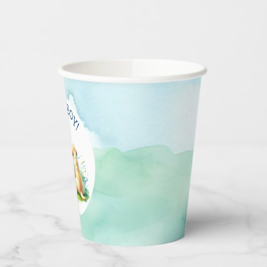 少年だ |ベビーと彼の犬の赤ちゃんシャワー 紙コップ (左)