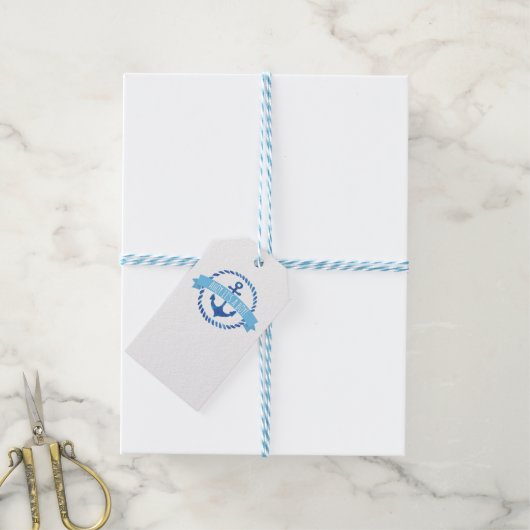 少年だ！ベビーシャワーメッセージカード ギフトタグ (より糸付き)