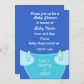 少年だ。日付のベビーシャワー招待状 セーブザデート (正面/裏面)