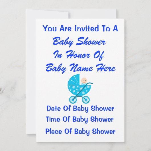 少年だ。日付のベビーシャワー招待状 招待状 (裏面)