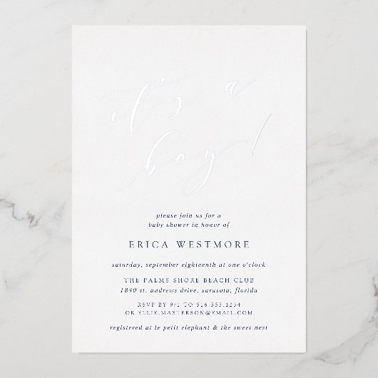 少年だ | 書道赤ちゃんシャワー 箔招待状 (正面)