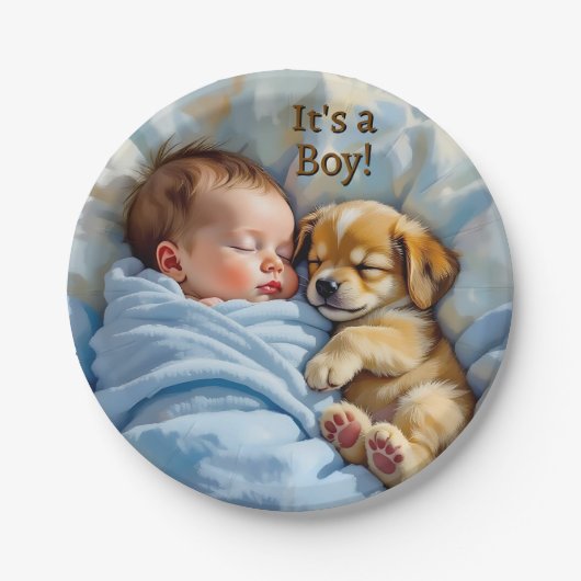 少年だ | 赤ちゃんシャワー ペーパープレート (正面)