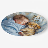 少年だ | 赤ちゃんシャワー ペーパープレート (アングル)