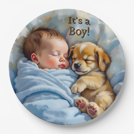 少年だ | 赤ちゃんシャワー ペーパープレート (正面)